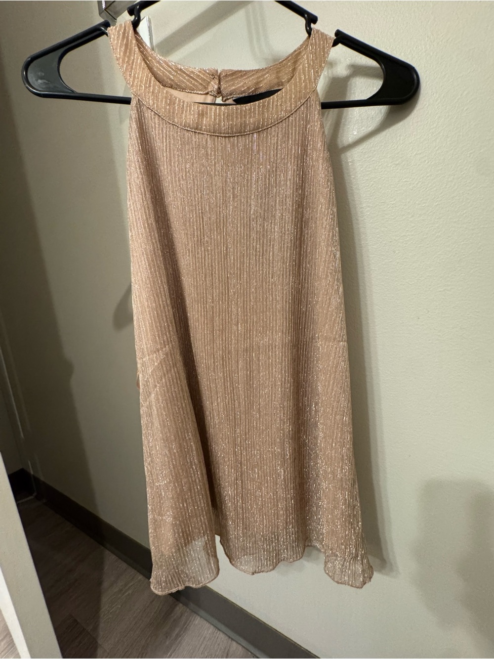 shimmery beige women’s sleeveless shirt